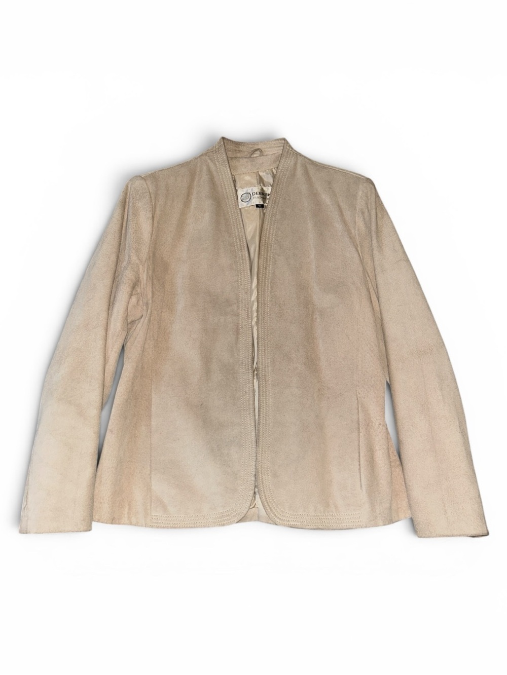 Vintage Deerskin Trading Post Cream Lined Jacket Size 12 Made R.O.C. Taiwan